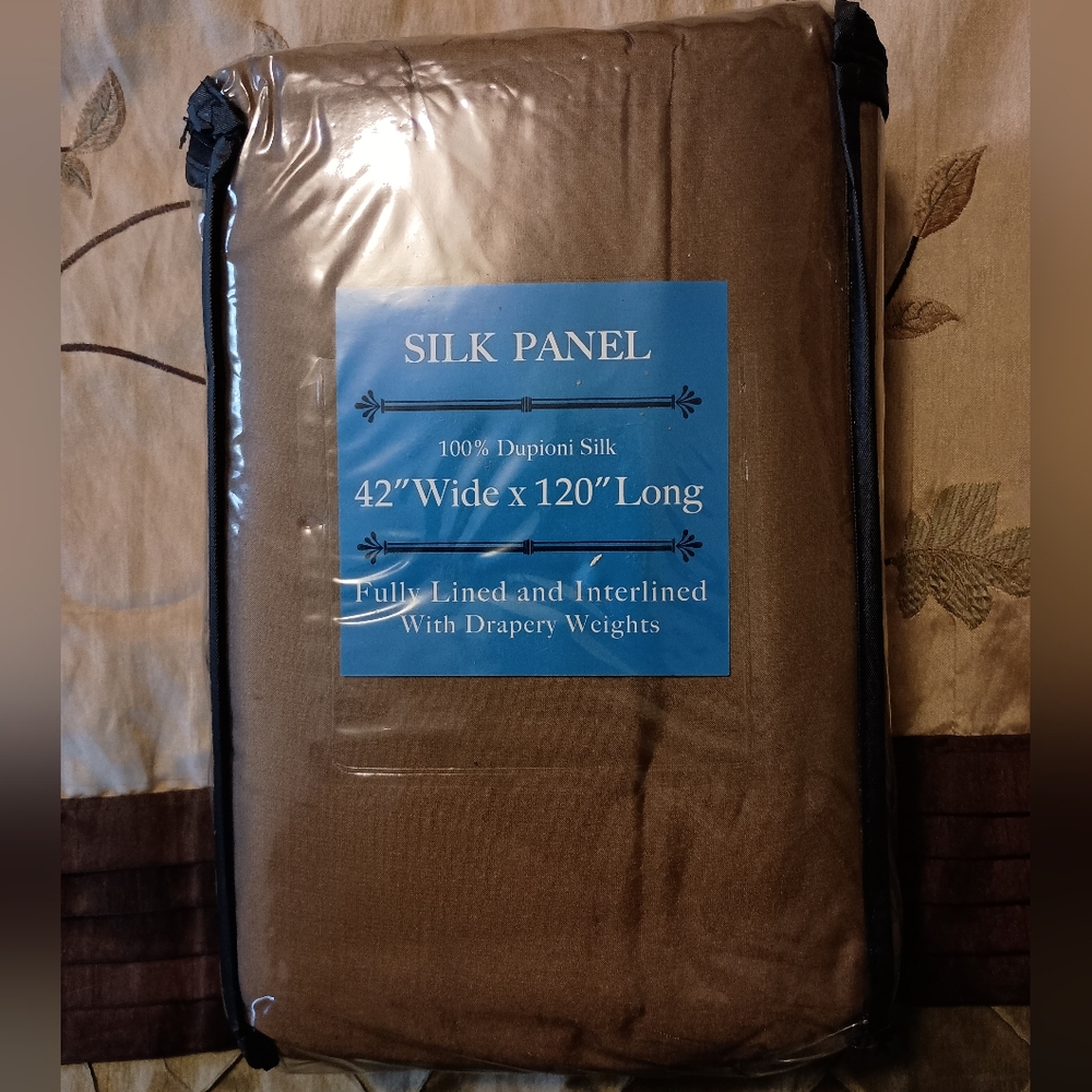 4 Taupe Silk Dupioni Panels By United Curtains Of Character 42" X 120"